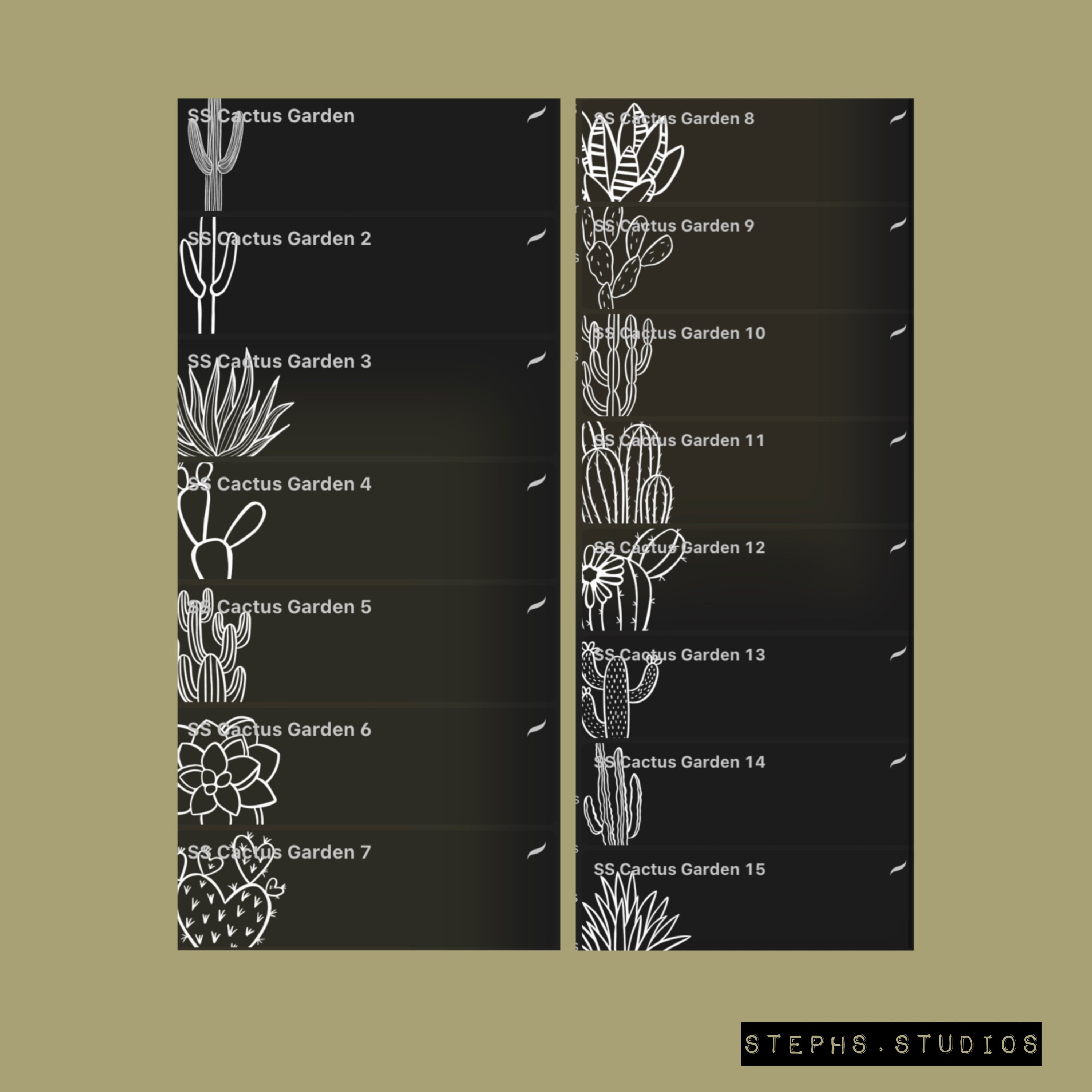 CACTUS GARDEN PROCREATE Stamp Set - 15 Stamps - Flower Stamps - Instant ...