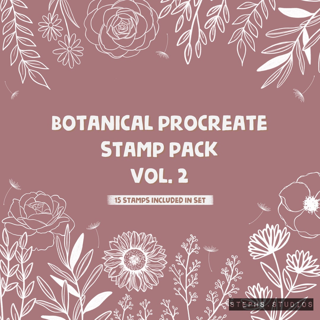 BOTANICAL PROCREATE STAMP Set Vol 2 - 15 Stamps - Flower Stamps ...