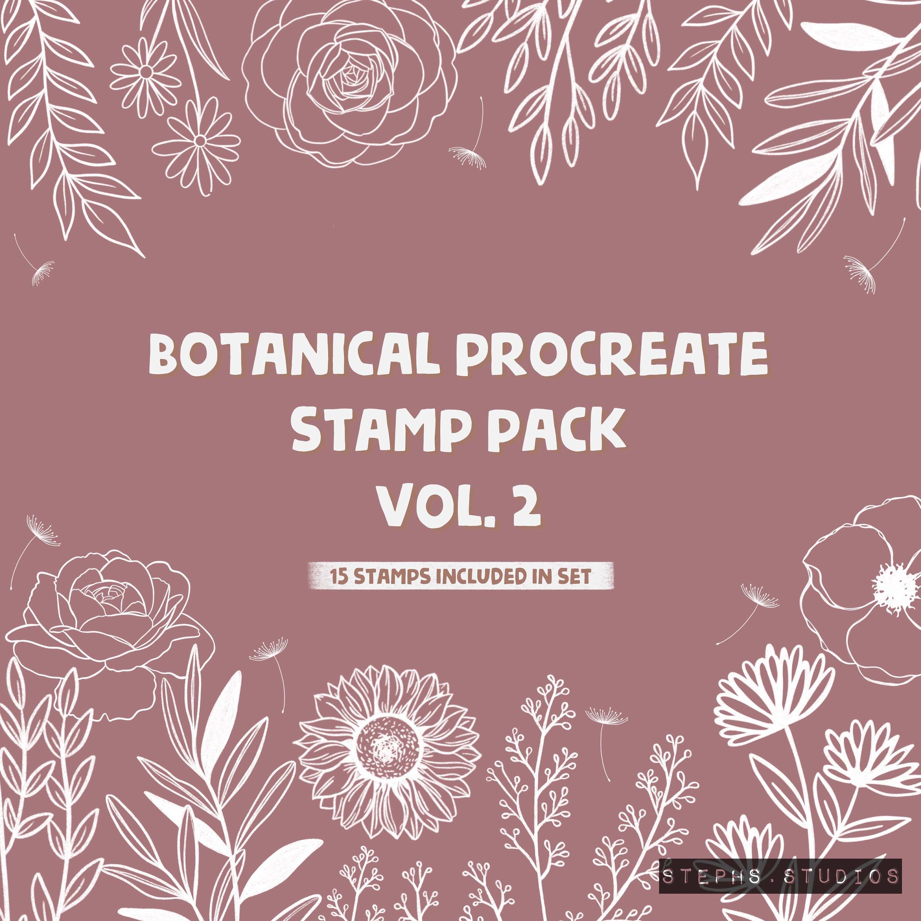 BOTANICAL PROCREATE STAMP set vol 2 15 stamps flower Etsy