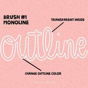 MONOLINE PROCREATE BRUSH Bundle - Monoline Outline Brush - Monoline ...