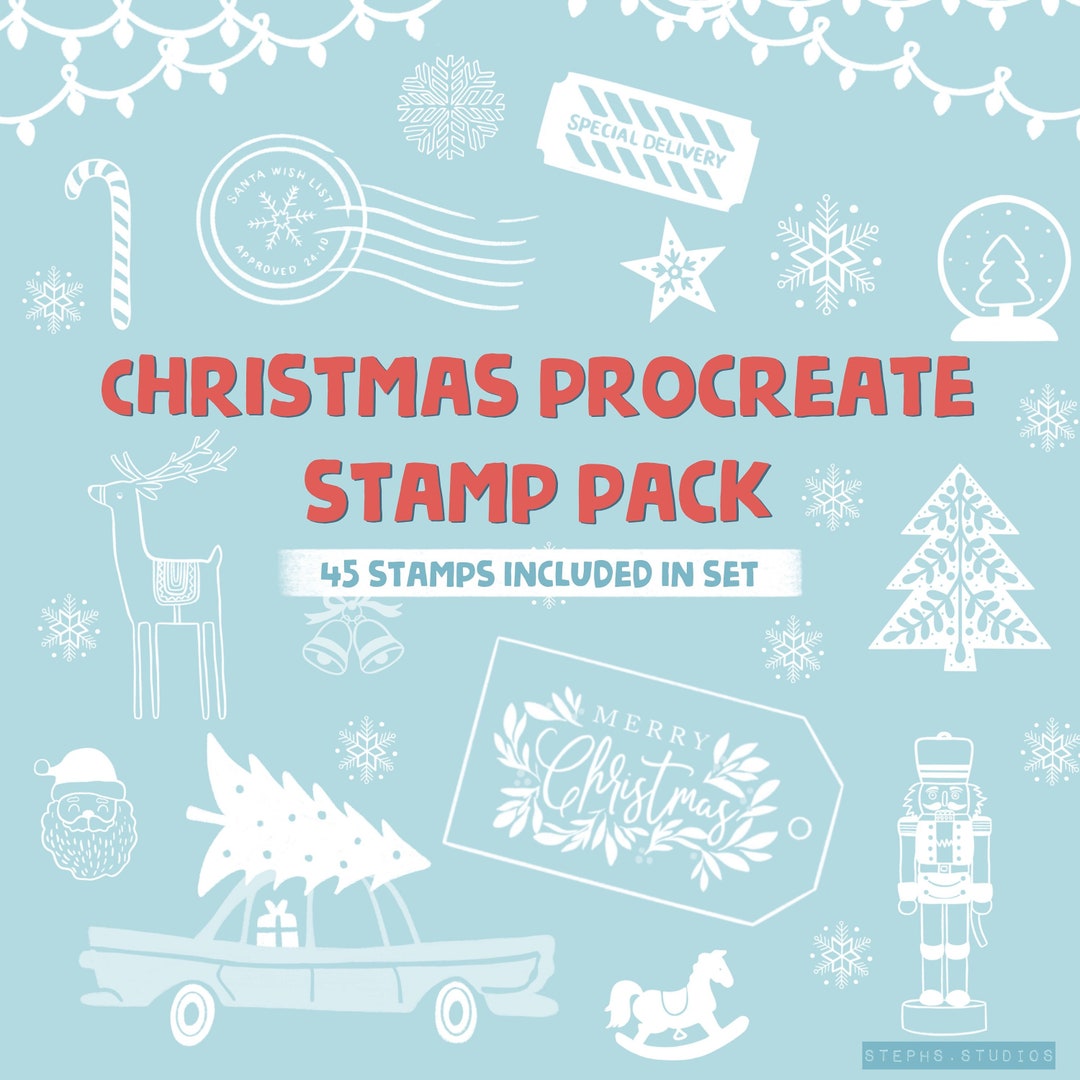 CHRISTMAS PROCREATE STAMP Set 45 Stamps - Christmas Stamps - Instant ...