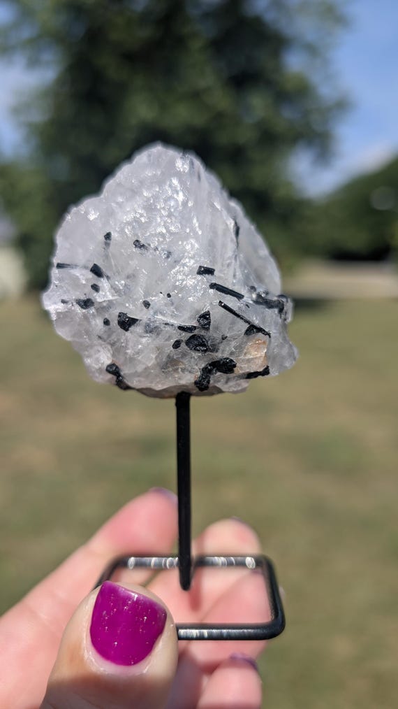 Rutilated Tourmaline and Quartz on Stand