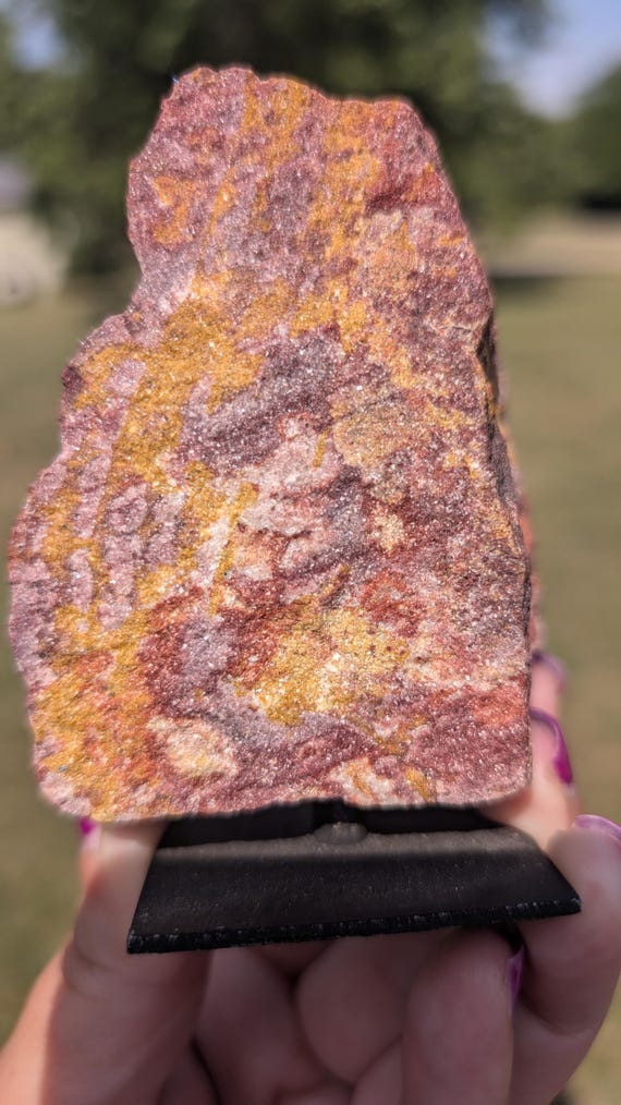 Red Jasper Raw on Stand