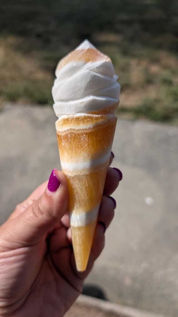Orange Calcite Ice Cream Cone Crystal