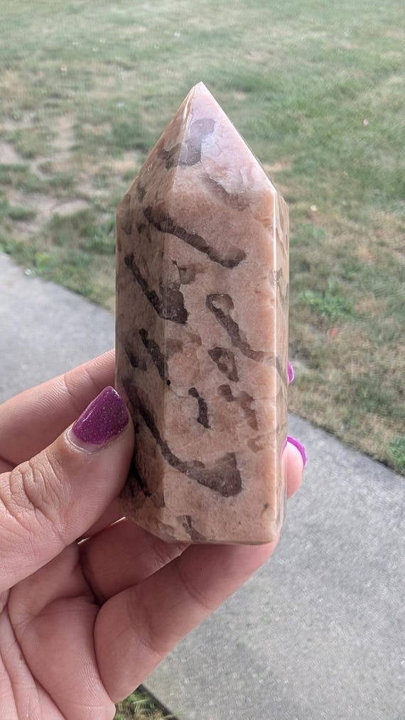 Peach Moonstone and Smokey Quartz Tower