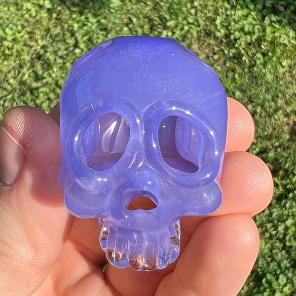 Handblown Sculpted Skull Glass Pendant - Unique heady Art Jewelry - festival Necklace - Statement Piece - gotchic/metal Gift, gift for him