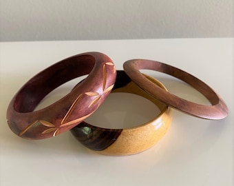 Vintage Wood Wooden Bangle Bracelet