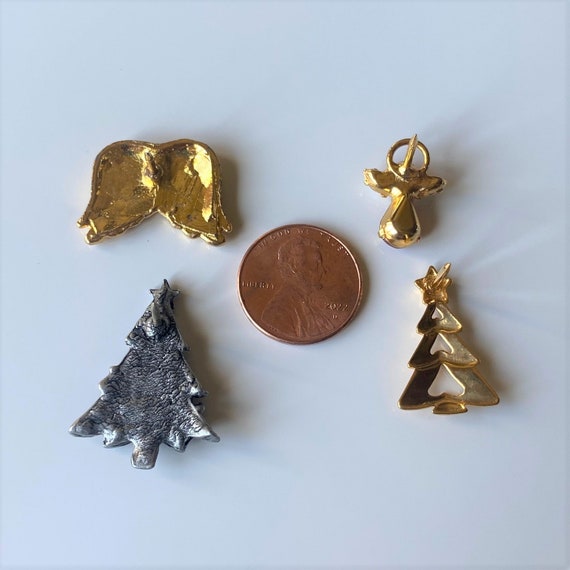 Vintage Christmas Lapel Pin Lot, Crystal Angel Pi… - image 5