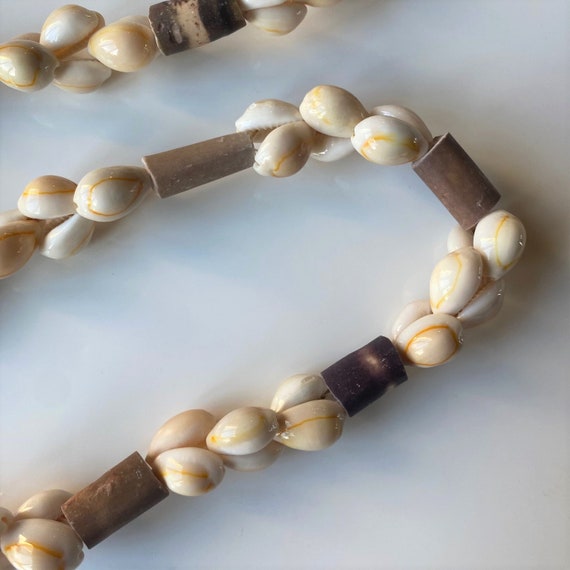 Vintage Sea Urchin Cowrie Shell Necklace, Long Ha… - image 5