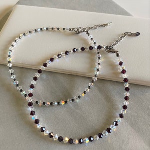 Vintage Swarovski Crystal Bead Anklets With Sterling Clasp, 925 Silver Crystal Bead Ankle Bracelet, Spring Summer Jewelry, Adjustable