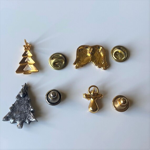 Vintage Christmas Lapel Pin Lot, Crystal Angel Pi… - image 6