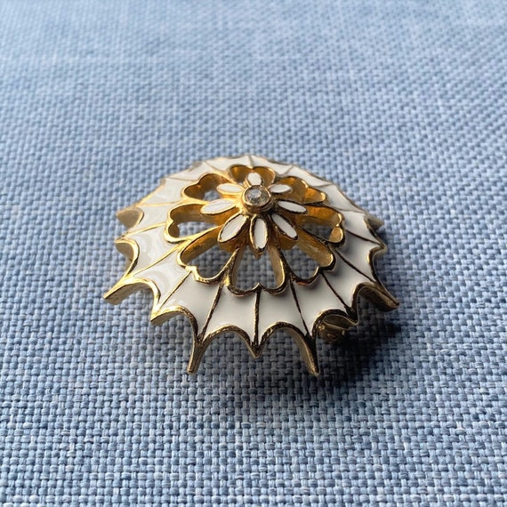 Vintage Signed Polcini Brooch Pins, Gold Tone Ivo… - image 6