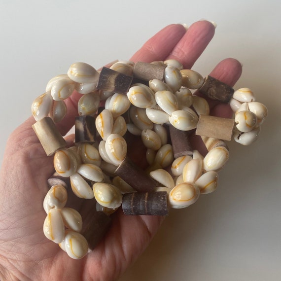 Vintage Sea Urchin Cowrie Shell Necklace, Long Ha… - image 6