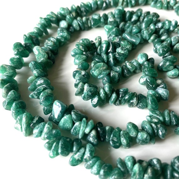 Vintage Aventurine Bead Necklace, Green Gemstone … - image 3
