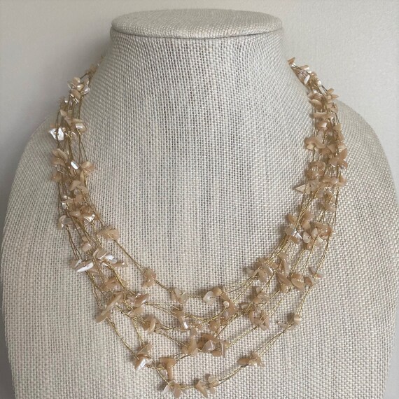 Vintage LUC Multi Strand Floating MOP Shell Chip … - image 3
