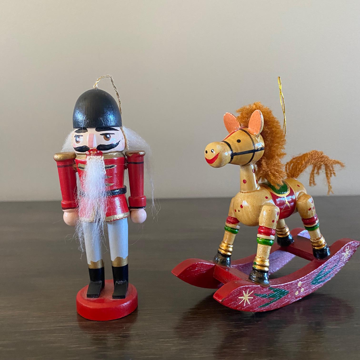 Christmas Nutcracker Decoration Cavalry Rocking Horse Wooden Soldier
