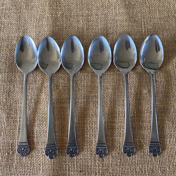 Vintage Japanese Stainless Spoons, National Silver COSTA MESA Spoons, Oval Place Soup Spoons, Tea Spoons, Mid Century Flatware