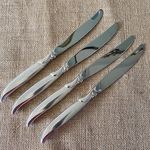 Vintage Silver Plate Hollow Handle Dinner Knives, Set of Four 1847 Roger Bros FLAIR Dinner Knives, Mid Century Knives