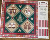 Vintage Christmas Sampler Fabric Panel, Love One Another Christmas Cut Sew Panel, Folk Art Angel Santa Gingerbread Man Snowman Gingham