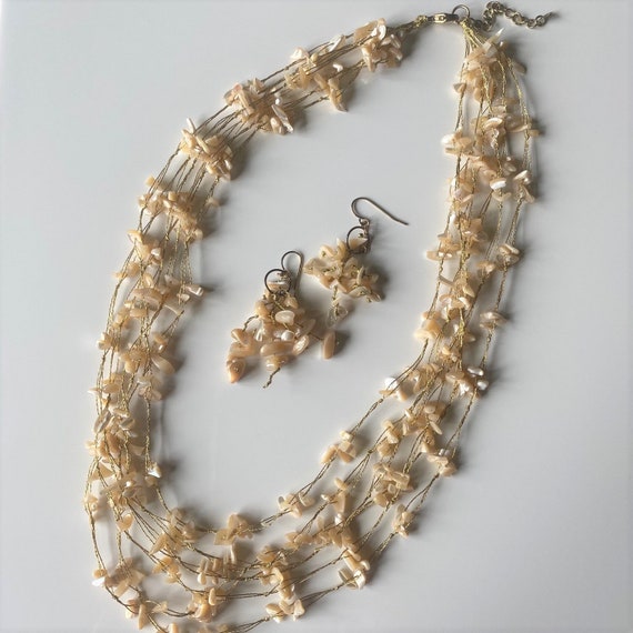 Vintage LUC Multi Strand Floating MOP Shell Chip … - image 1