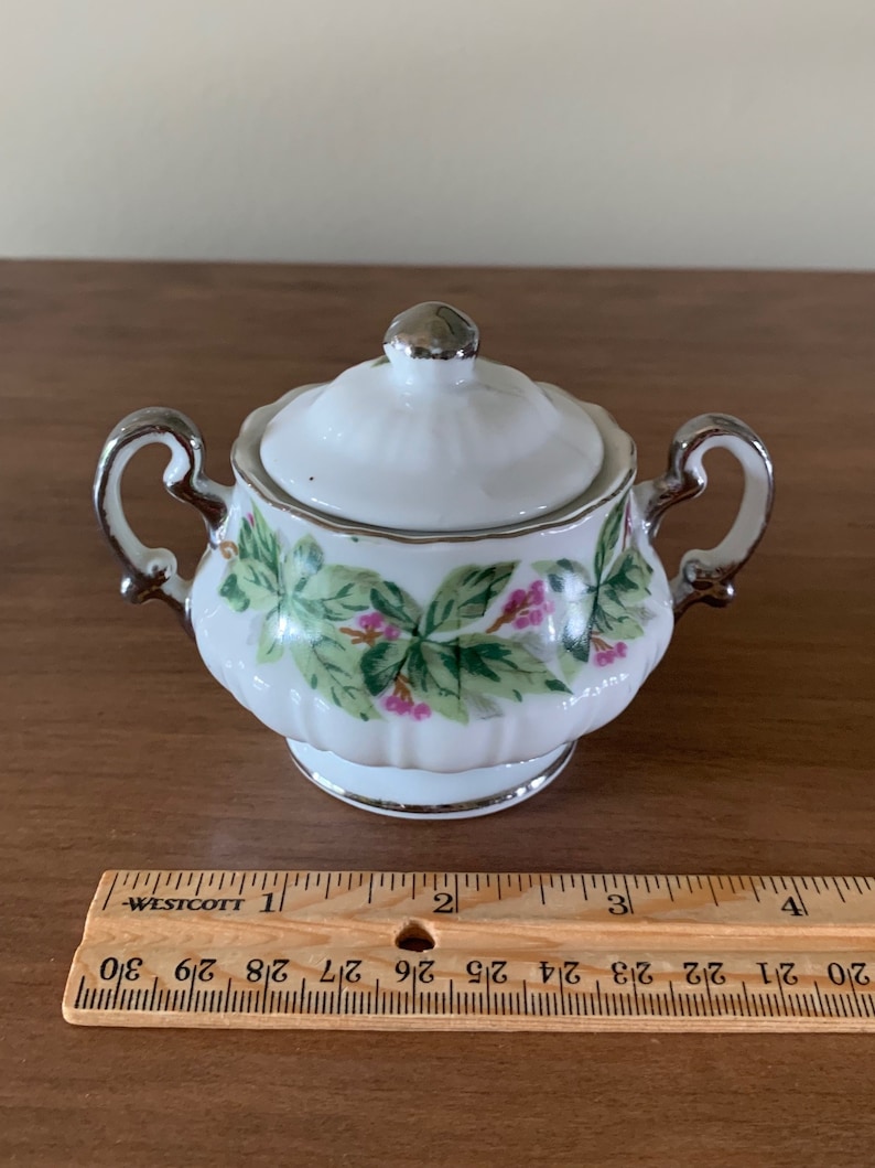 Vintage Japan Sugar Creamer Set Dainty Berry Leaves Etsy