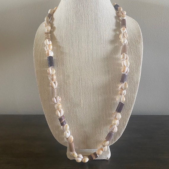 Vintage Sea Urchin Cowrie Shell Necklace, Long Ha… - image 7