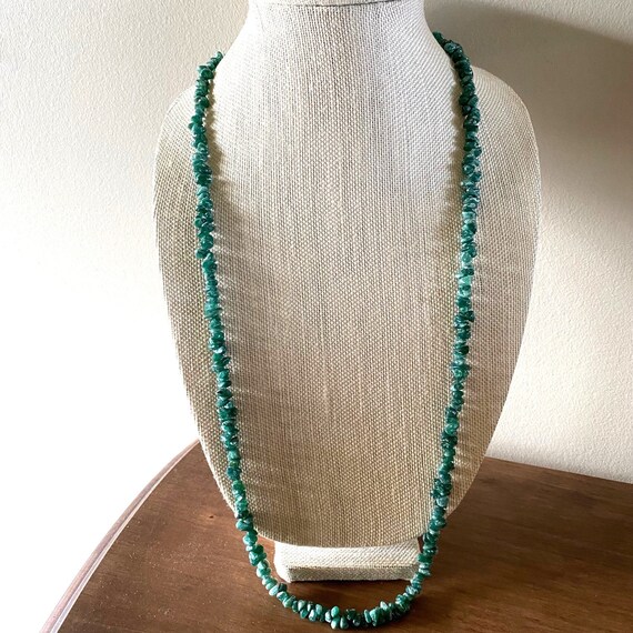 Vintage Aventurine Bead Necklace, Green Gemstone … - image 9