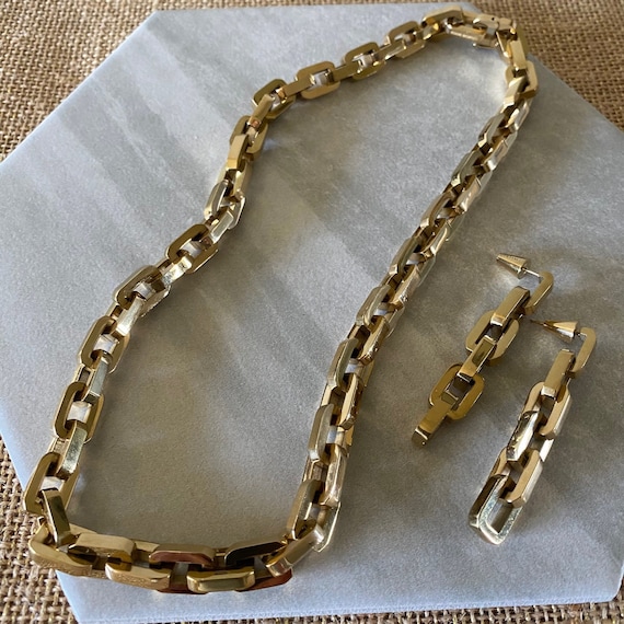 EDDIE BORGO ネックレス Eddie Borgo 12 K Gold Plate Supra Link Necklace & Earrings