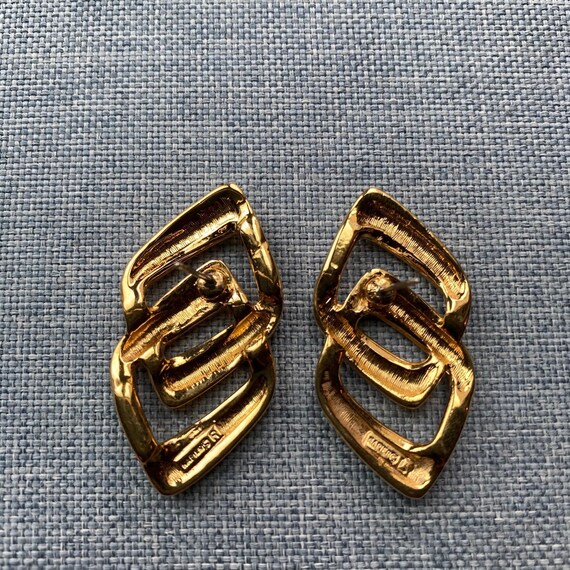 Vintage Napier Gold Plate Chain Link Earrings, 19… - image 5