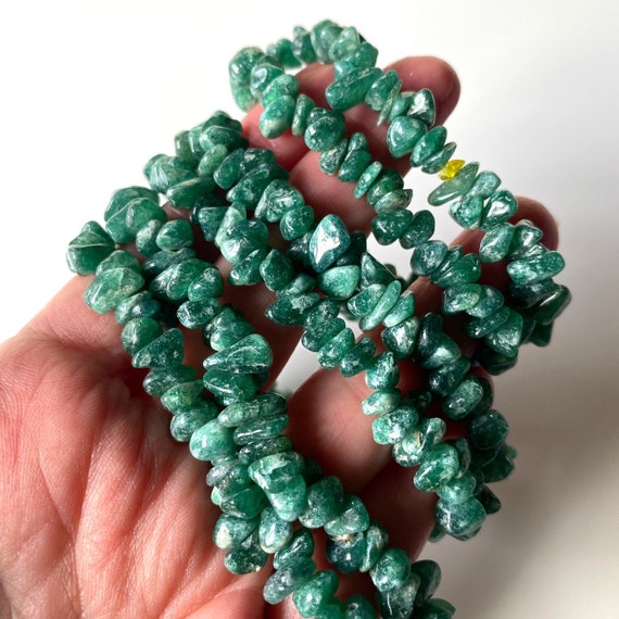 Vintage Aventurine Bead Necklace, Green Gemstone … - image 6