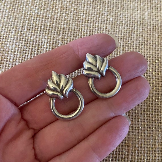 Vintage Sterling Silver Doorknocker Earrings, Art… - image 2