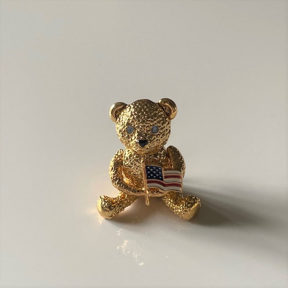 Vintage 18ct Yellow Gold Diamond & Turquoise Teddy Bear Brooch Val $5940 -  Harrington & Co.