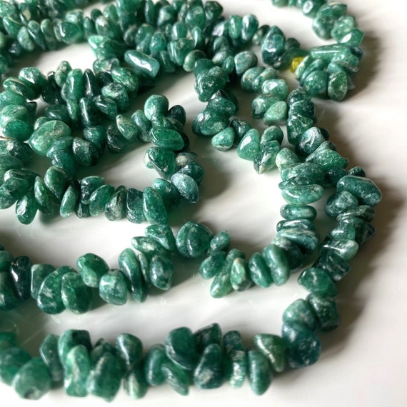 Vintage Aventurine Bead Necklace, Green Gemstone … - image 4