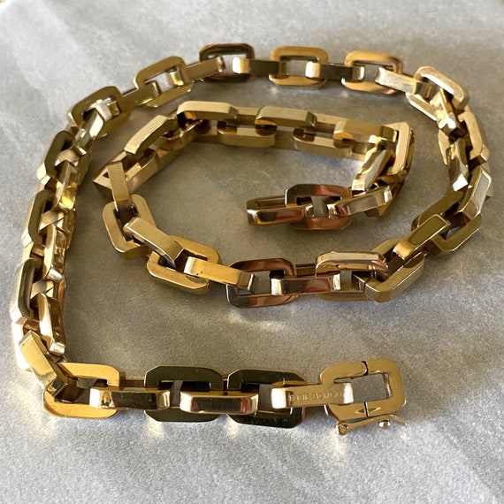 Eddie 12 K Gold Plate Supra Link Necklace & Ear… Gem