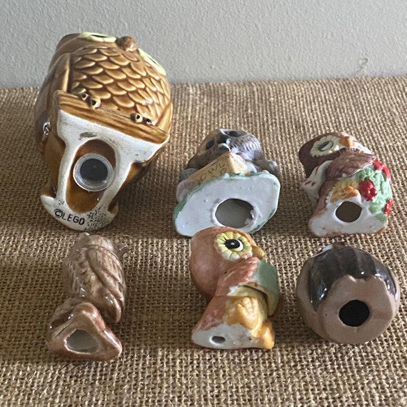 ヴィンテージフクロウコレクション、ミニチュア陶器製フクロウの置物7