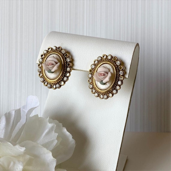 Vintage Victorian Revival Rosebud Earrings, Dainty