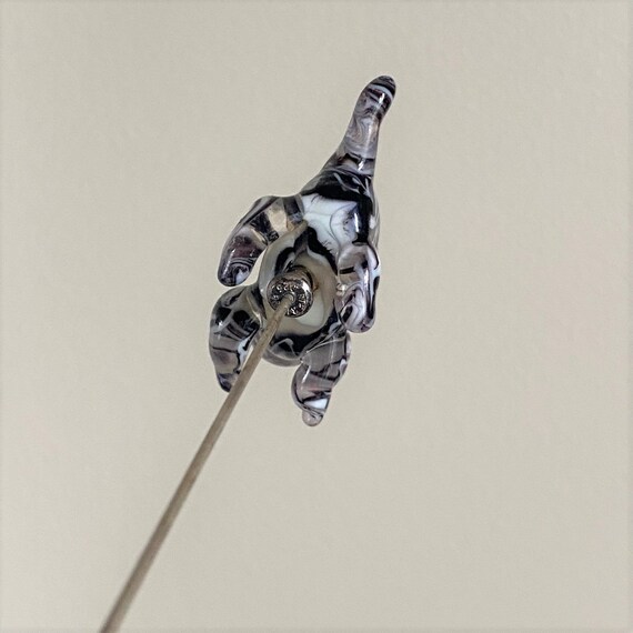 Vintage Sterling Silver Art Glass Cat Hat Pin Sti… - image 6