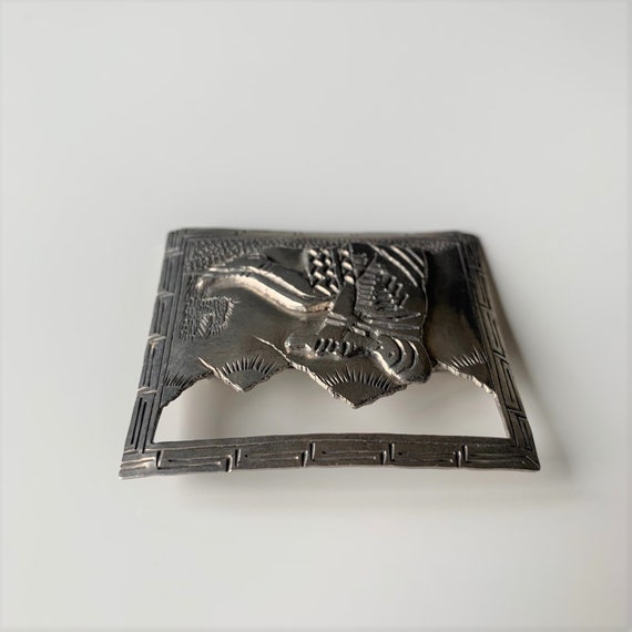 Vintage Peruvian Sterling Silver Brooch, Peru Fol… - image 4