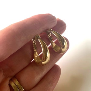 Vintage Napier Hoop Clip On Earrings, Gold Tone J Shape Hoop Earrings, Adjustable Screw Clip On Hoops, Non Pierced Minimalist Earrings