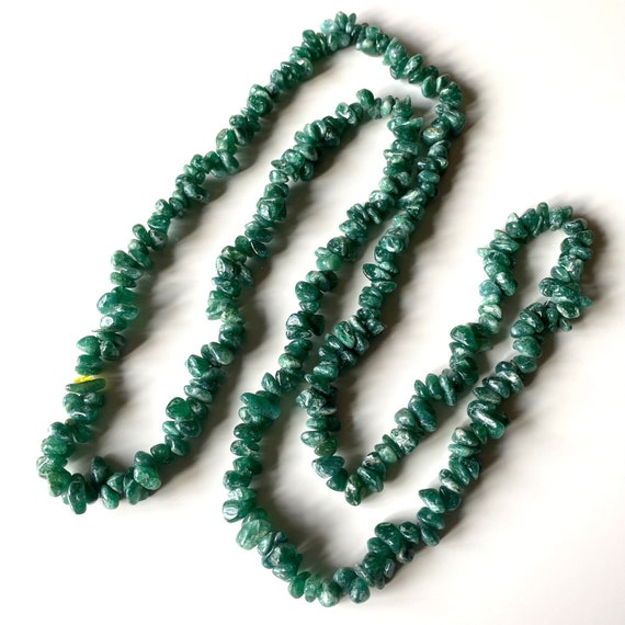 Vintage Aventurine Bead Necklace, Green Gemstone … - image 2
