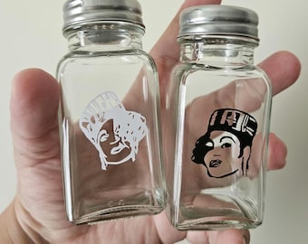 Salt N Pepa, Hip Hop Duo, 90s Music Kitchen Fun, Salt and Pepper Shakers, Singer Faces