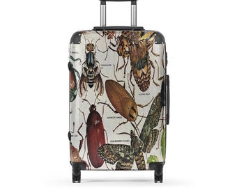 Insect Suitcase Design, Surreal Bug Luggage Art, Vintage Entomology Travel Case, Creepy Crawly Travel Bag, Unique Luggage