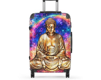 Buddha Suitcase Colorful Galaxy Luggage Spiritual Travel Zen Art Bag