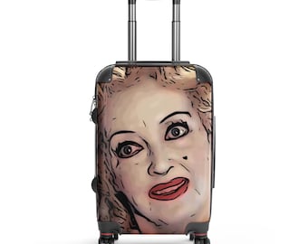 Valigia ispirata a Baby Jane, bagaglio vintage horror hollywoodiano, valigia da viaggio retrò inquietante, valigia classica da cinema kitsch