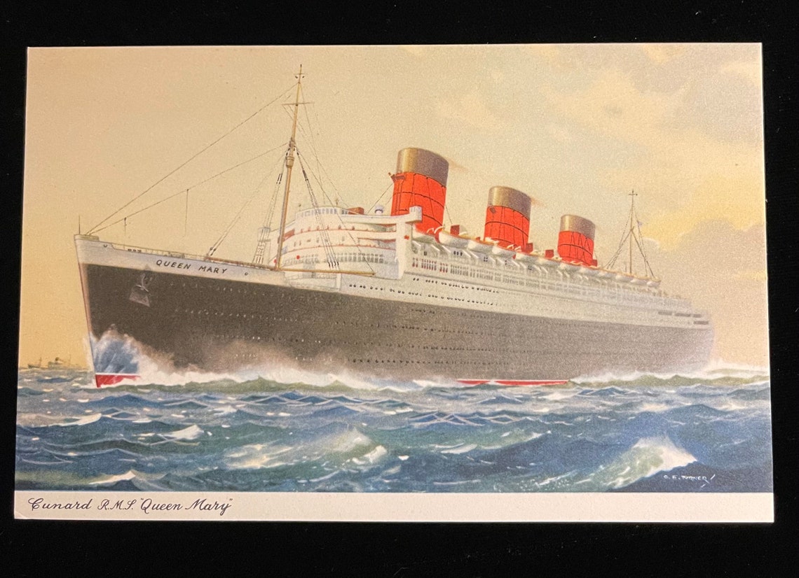 Vintage Postcard RMS Queen Mary Unposted Etsy
