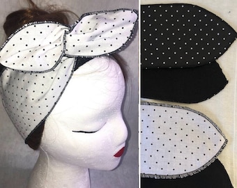 Wire headbands, wired headwraps, reversible hair bows, rockabilly bandana, pin up girl pinup pin-up head band polka dots pin dots retro 50s