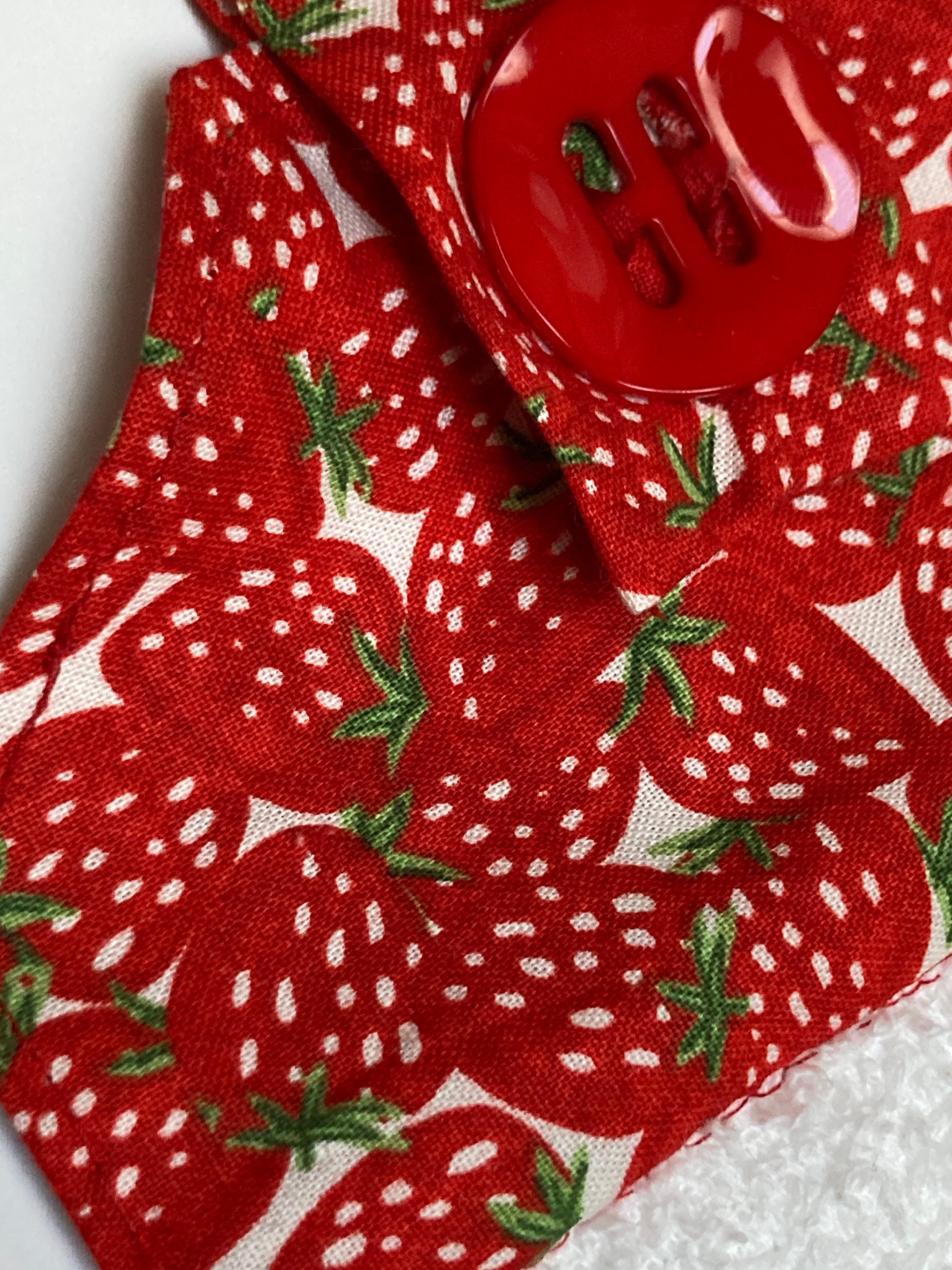 Hanging kitchen towel button loop hand towel strawberry Etsy