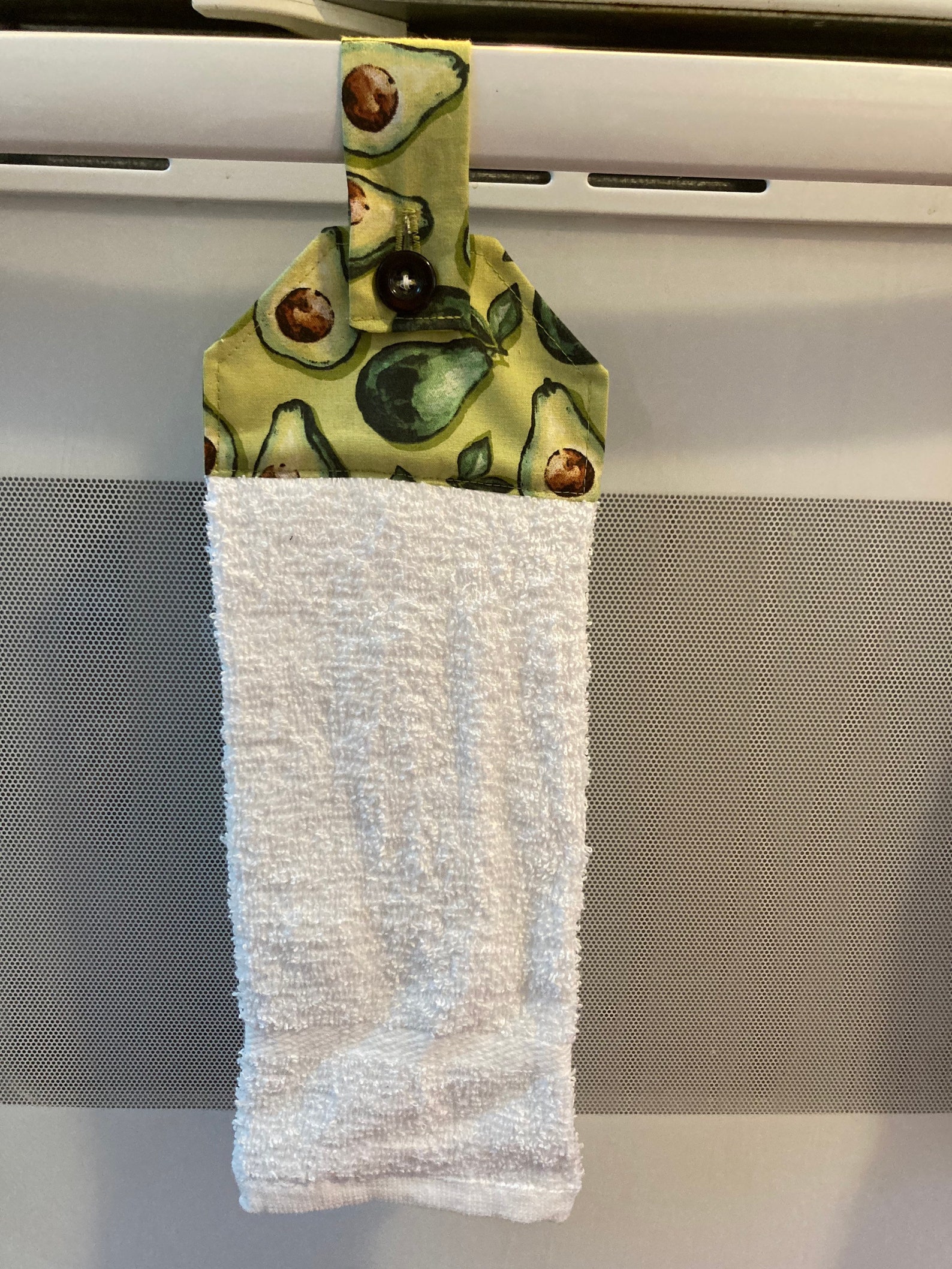 Hanging kitchen towel button loop hand towel avocado kitchen Etsy