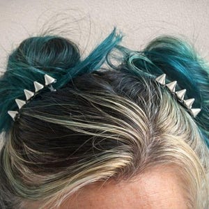 Spiked Silver Tone Hair Barrettes, Punk Festival Accessory