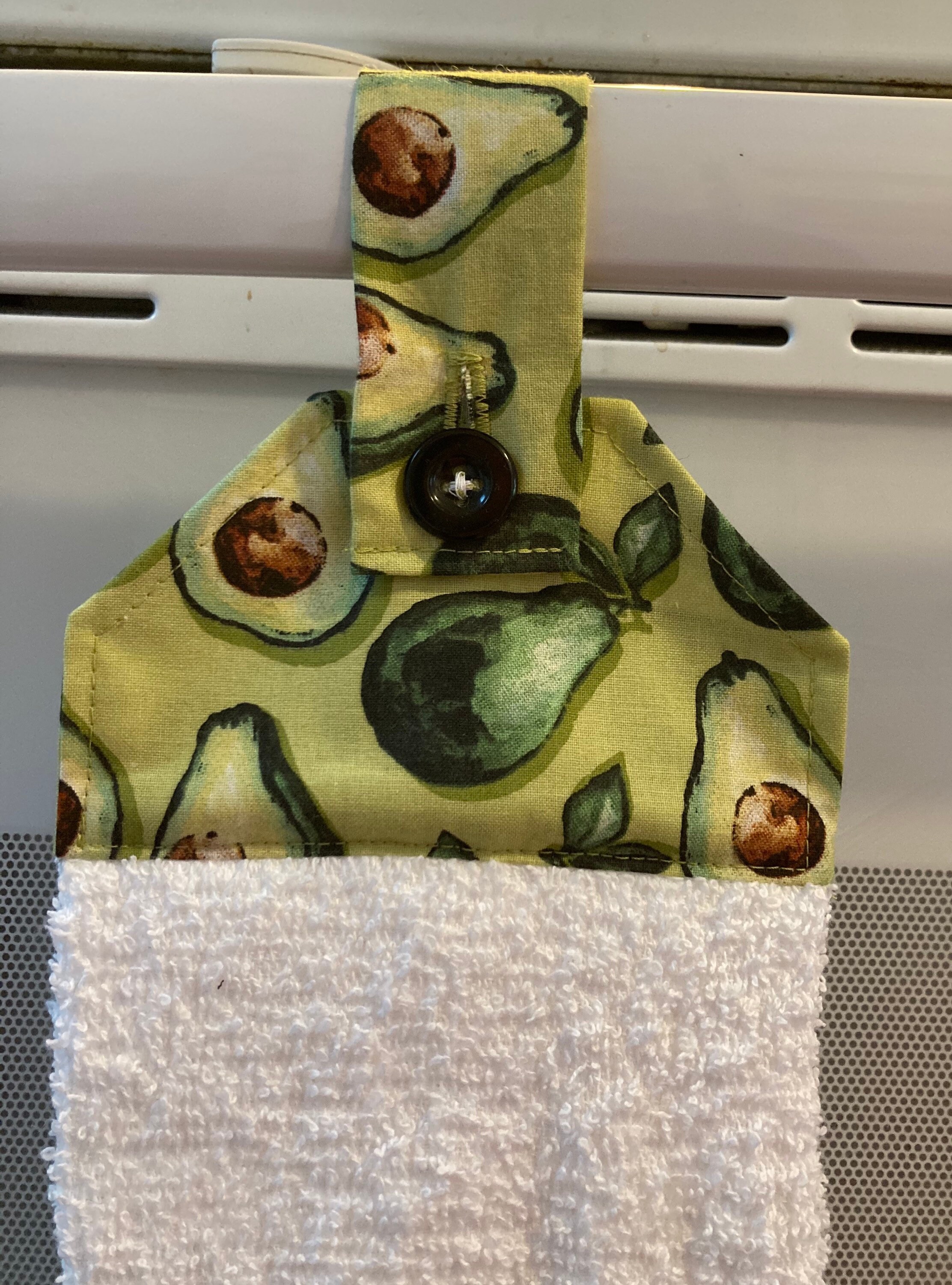 Hanging kitchen towel button loop hand towel avocado kitchen Etsy